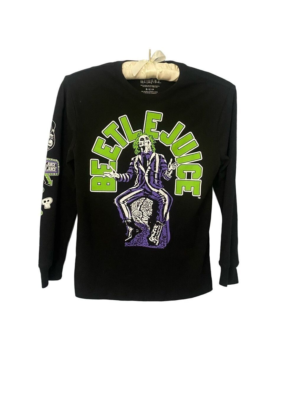 Beetlejuice Graphic Long Sleeve Shirt Kids Small Black